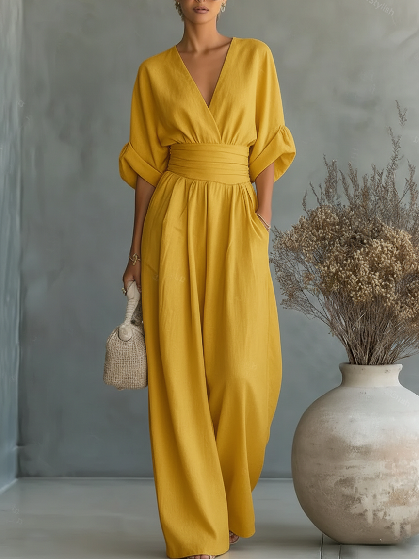 Combinaison Taille Haute à Col en V ? Élégance et Confort Estival 4