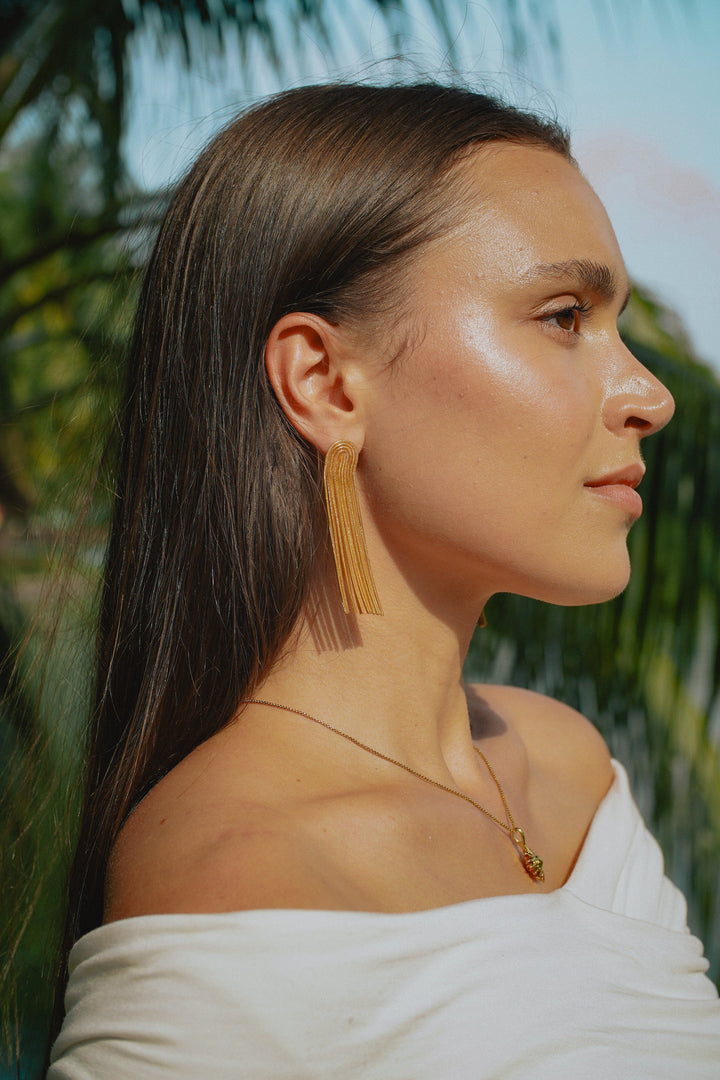 Boucles d'oreilles franges dorées Lyra