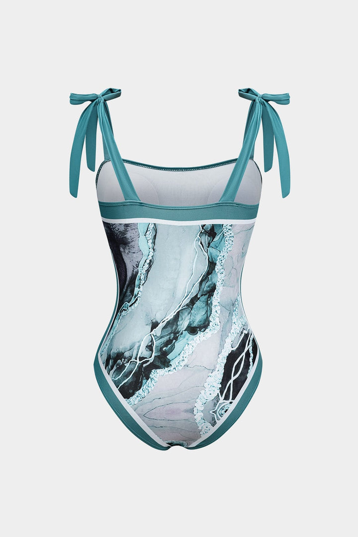 Élina Maillot de Bain Femme | Deux Pièces avec Paréo Imprimé Abstrait 2
