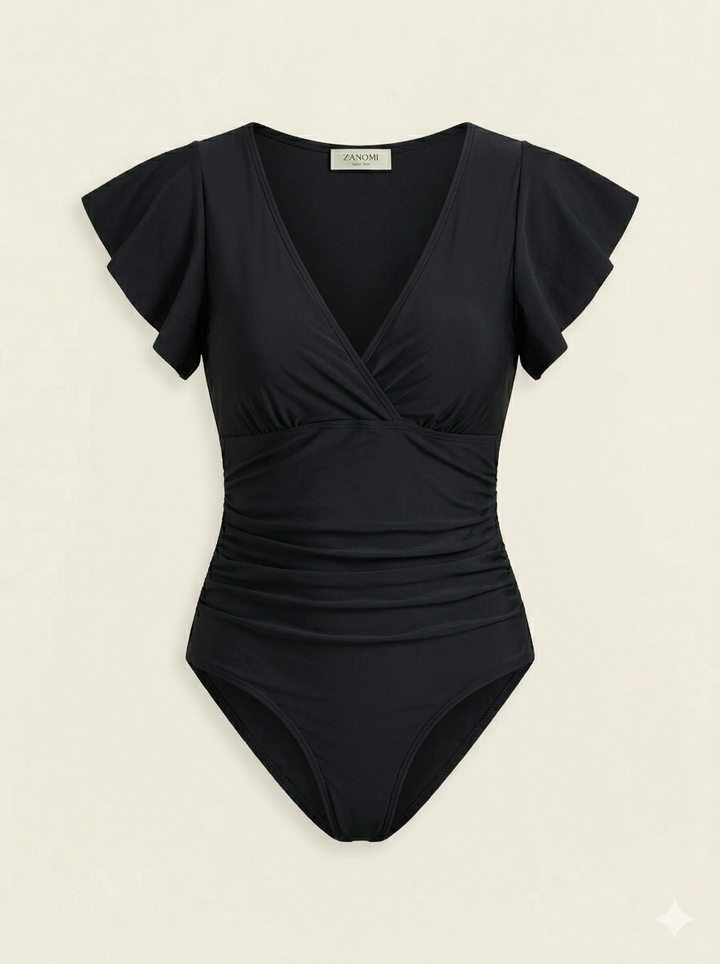Esha Maillot de Bain Femme | Manches à Volants, Col en V Élégant 1