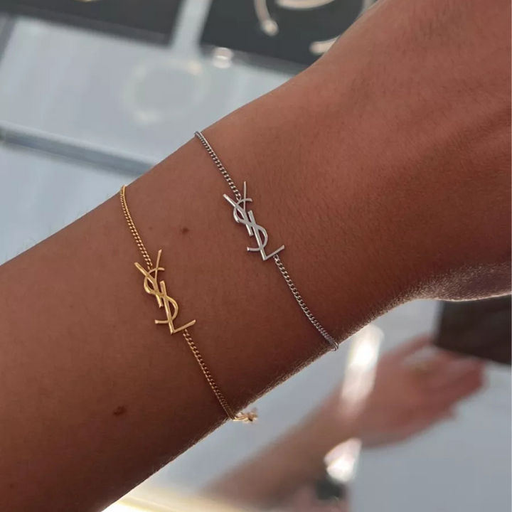 Bracelet à maillons et lettres argentées