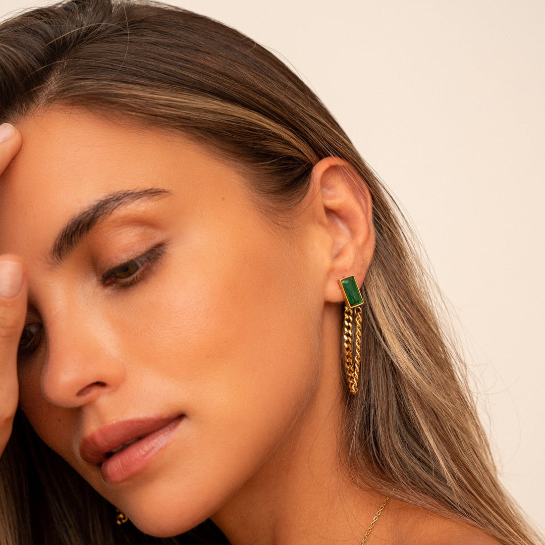 Boucles d'oreilles chaîne Esmeralda
