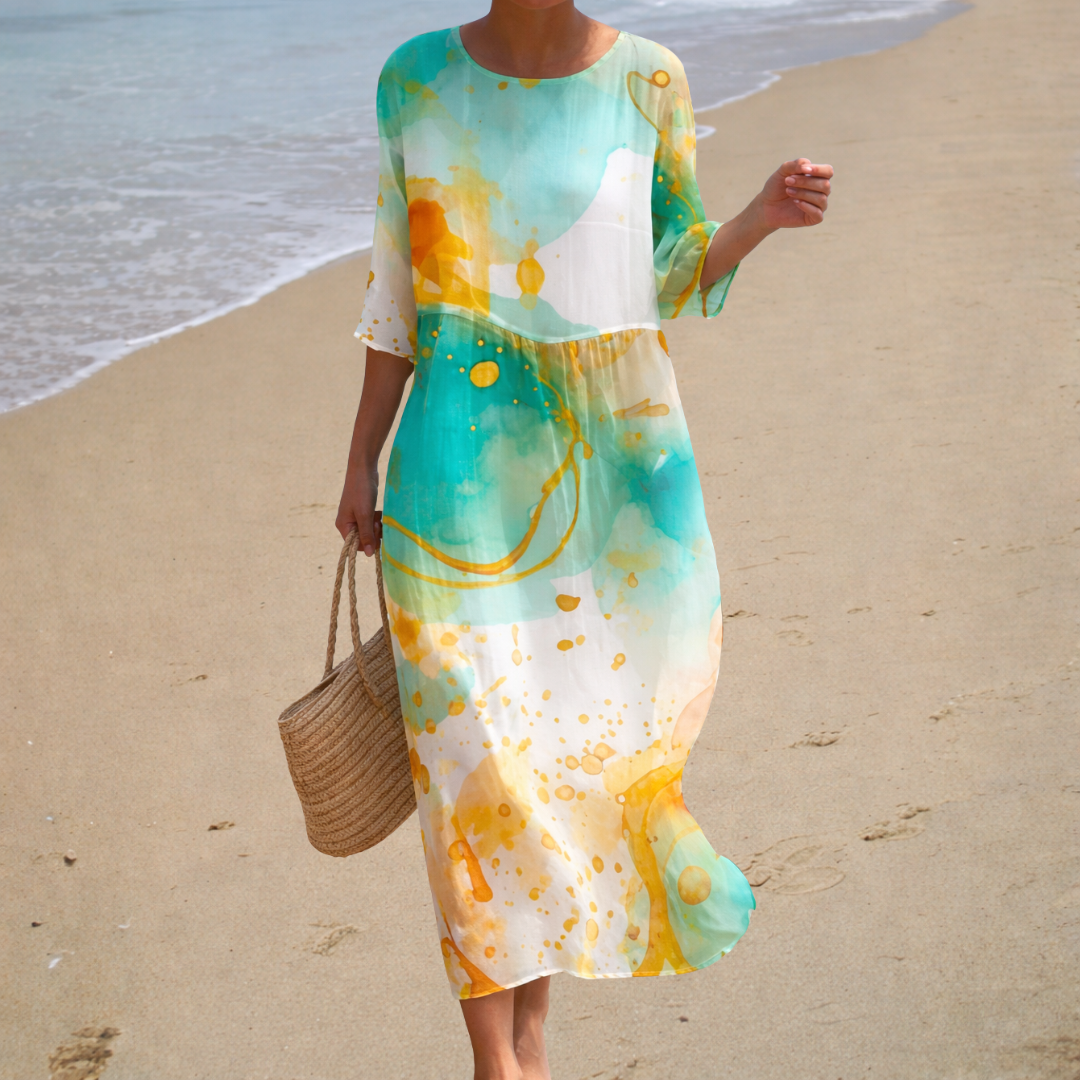 Robe Aquarelle Rosalie ? Élégance Légère pour Vos Journées d'Été 0