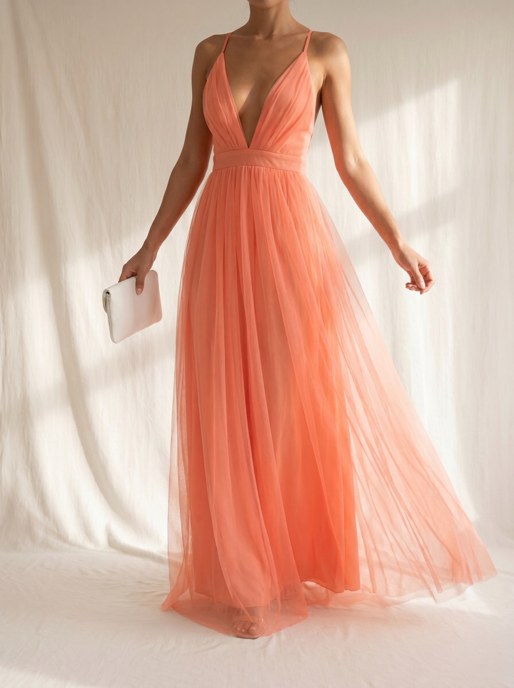 Robe Longue Corail Clair ? Élégance Légère et Silhouette Sublimée 2