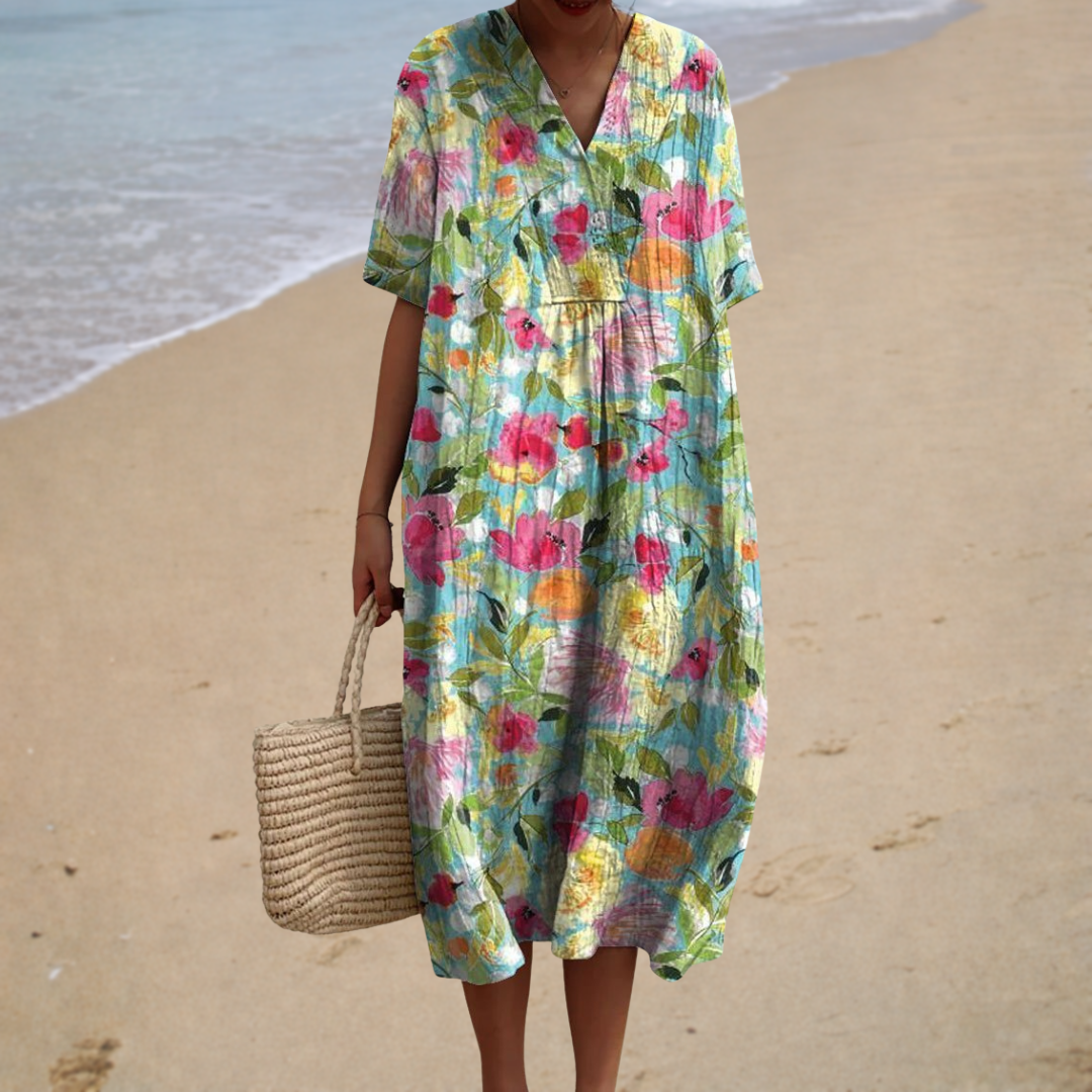 Robe Longue à Fleurs Céleste ? Élégance Fraîcheur et Confort Estival 0
