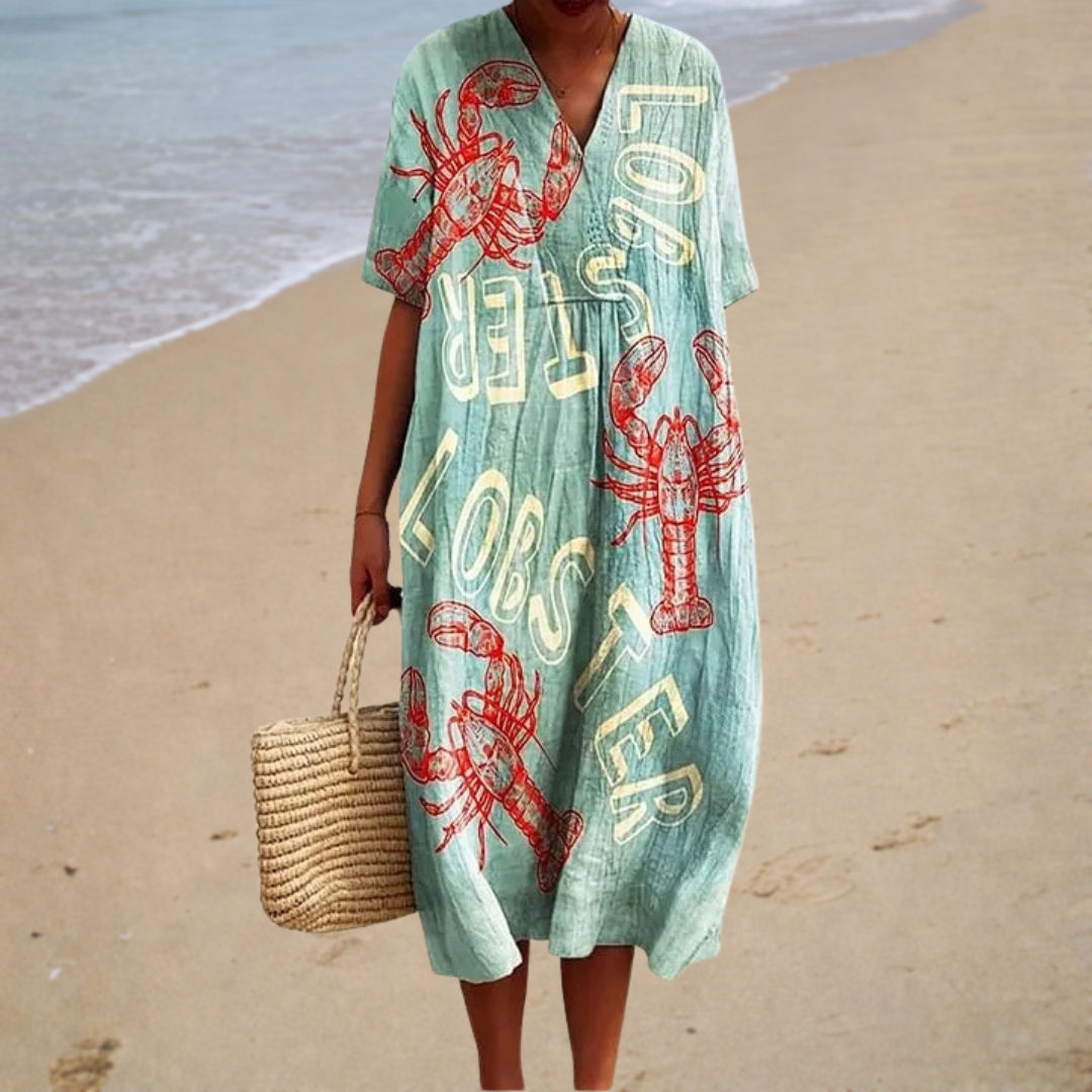 Robe Longue à Motif Homard ? Élégance Naturelle et Fraîcheur Estivale 0