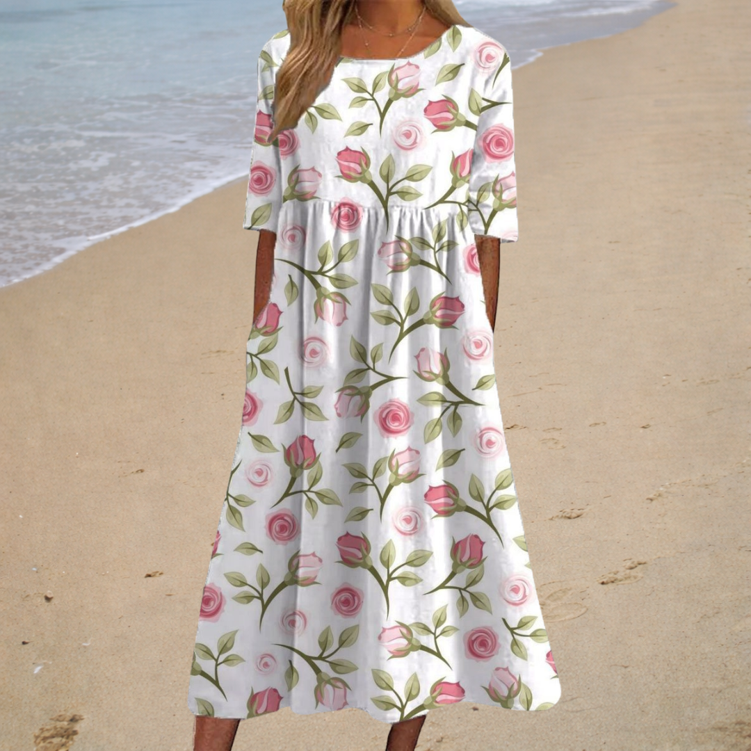 Robe Mi-Longue Bohème Éléonore ? Élégance Naturelle et Confort Estival 0