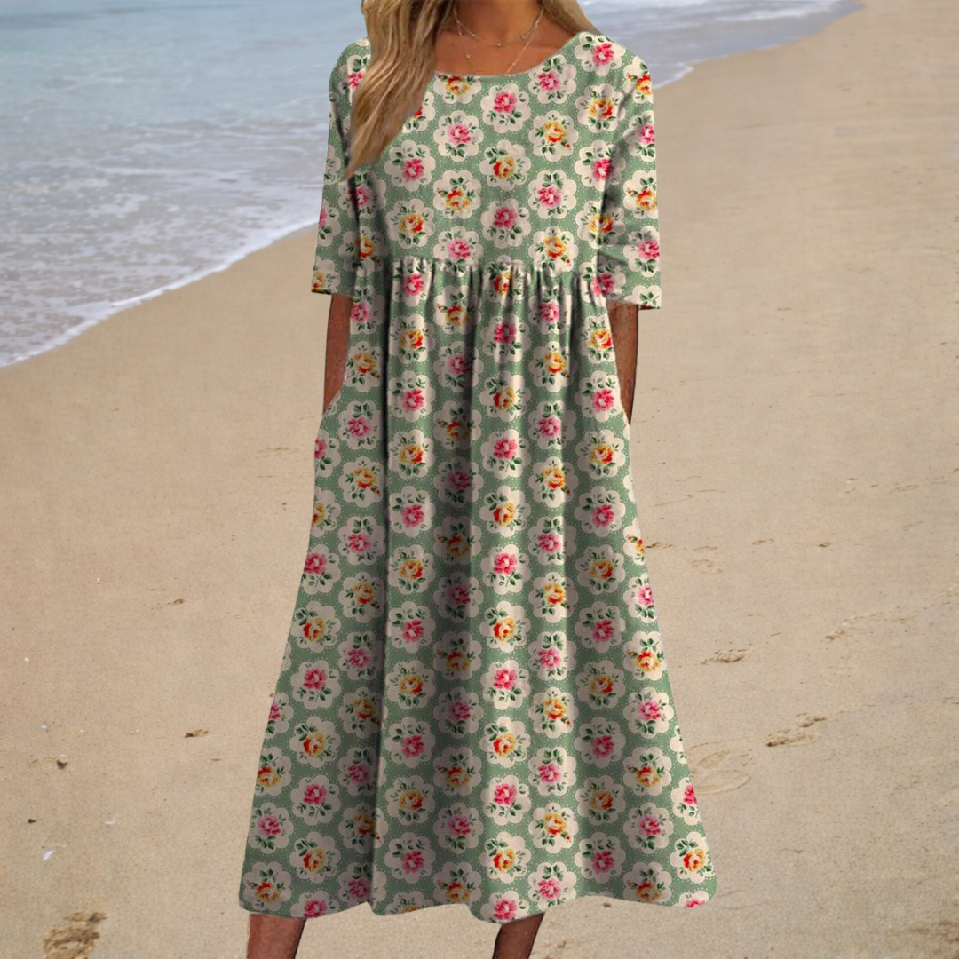 Robe Mi-Longue Bohème Éléonore ? Élégance Naturelle et Confort Estival 1