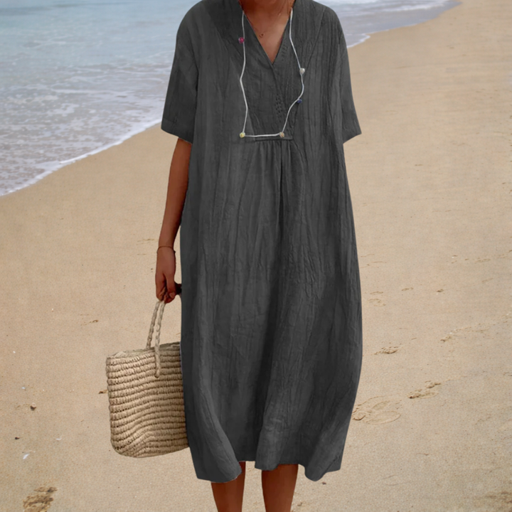 Robe Midi Contemporaine Victoire ? Élégance Naturelle et Confort Estival 1