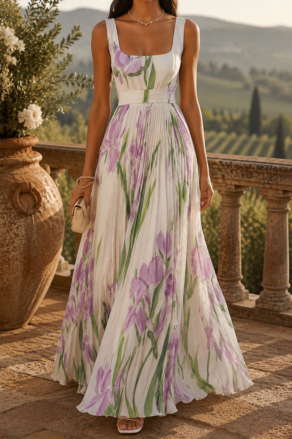 Robe longue plissée à fleurs ? Élégance légère pour vos moments d'été 0