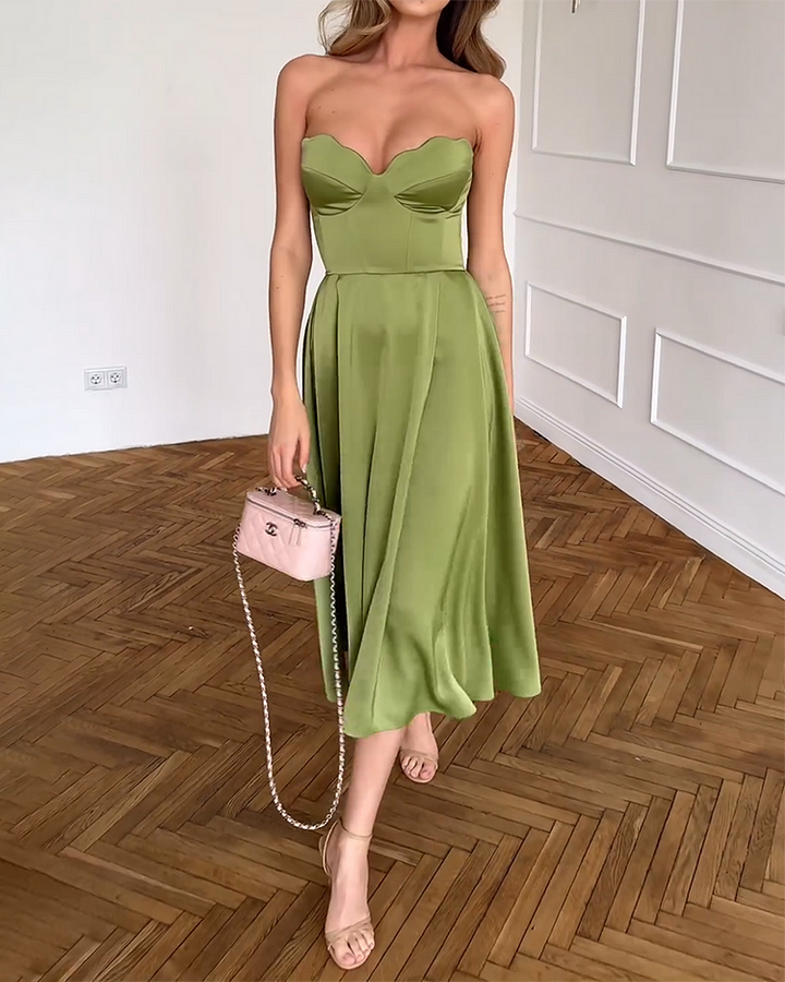 Robe midi bustier Liora ? Élégance intemporelle et confort raffiné 0