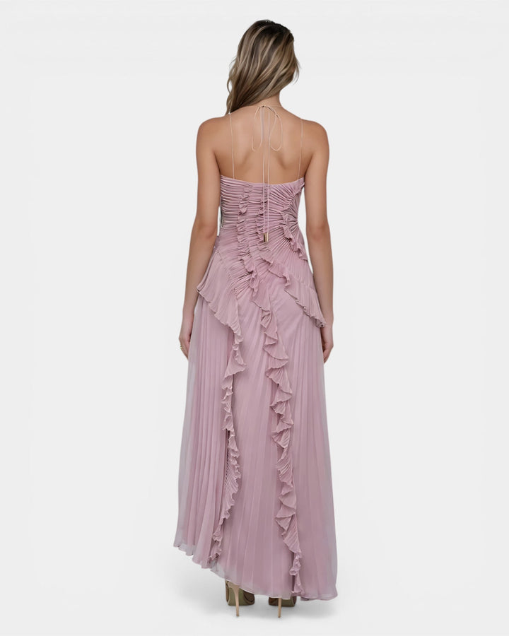 Féodora I Robe Maxi Asymétrique Lavande à Volants