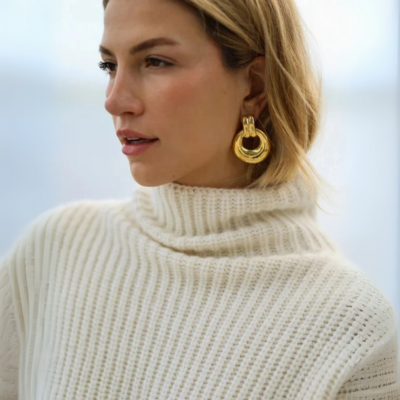 Boucles d'oreilles dorées vintage Hampton