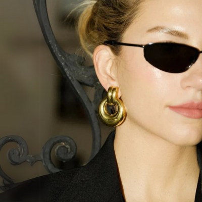Boucles d'oreilles dorées vintage Hampton