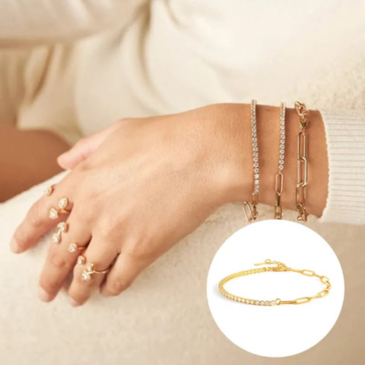Bracelet maille trombone et éclats Fae
