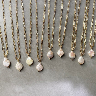 Collier maille trombone et perle Kos