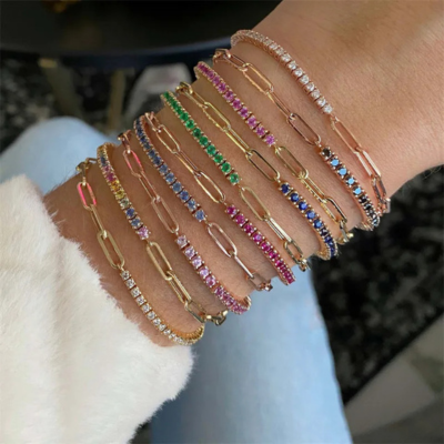 Bracelet maille trombone et éclats Fae