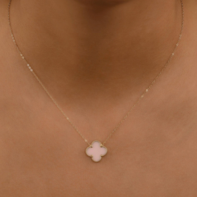 Collier trèfle noir doré