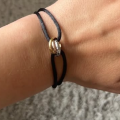 Bracelet cordon noir Trinity