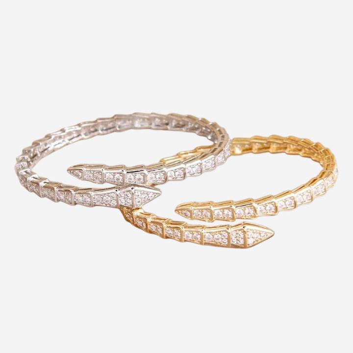 Bracelet serpent doré et cristaux