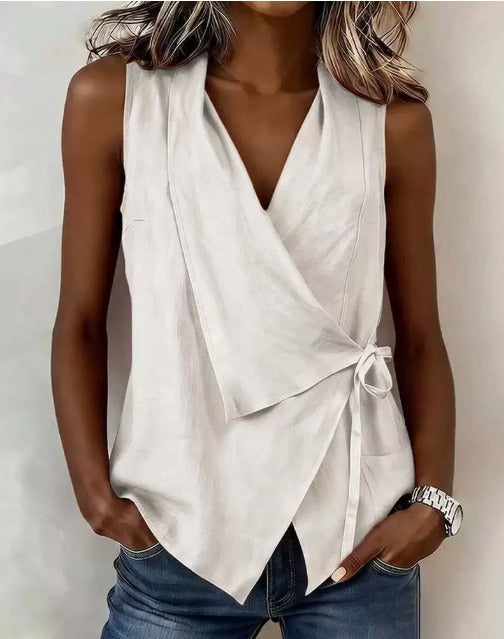 Blouse Apolline sans manches coloris Blanc
