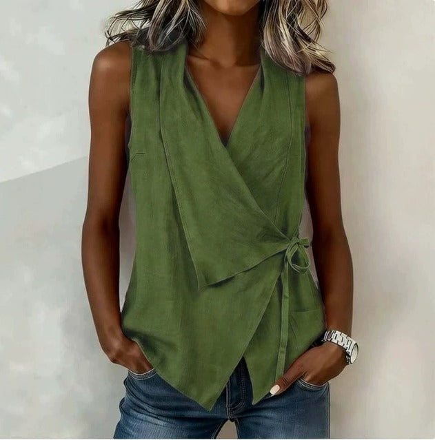 Blouse Apolline sans manches coloris Vert Militaire
