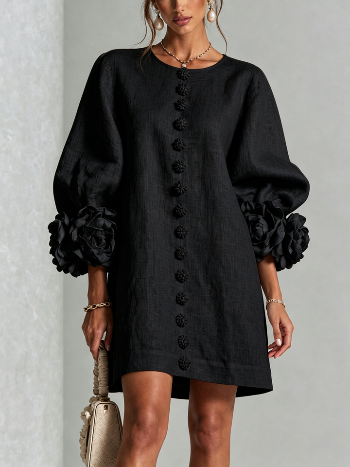Robe chemise courte a imprime floral Diane - Noir