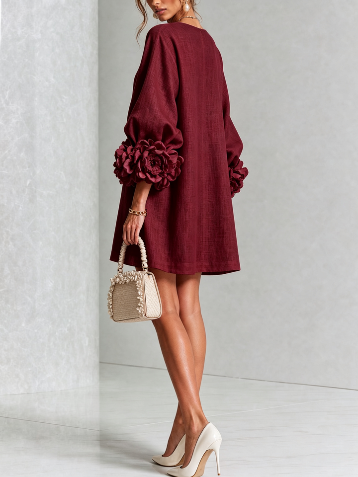 Robe chemise courte a imprime floral Diane - Bordeaux