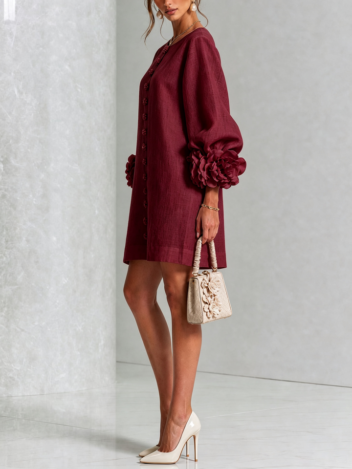 Robe chemise courte a imprime floral Diane - Bordeaux