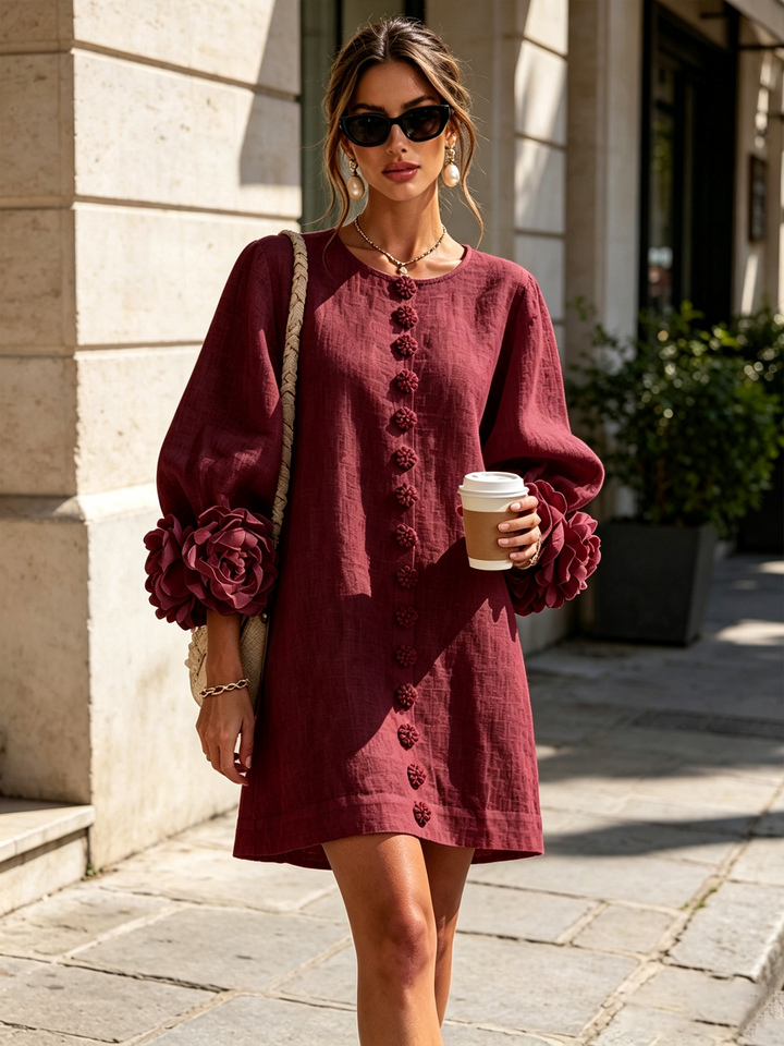Robe chemise courte a imprime floral Diane - Bordeaux