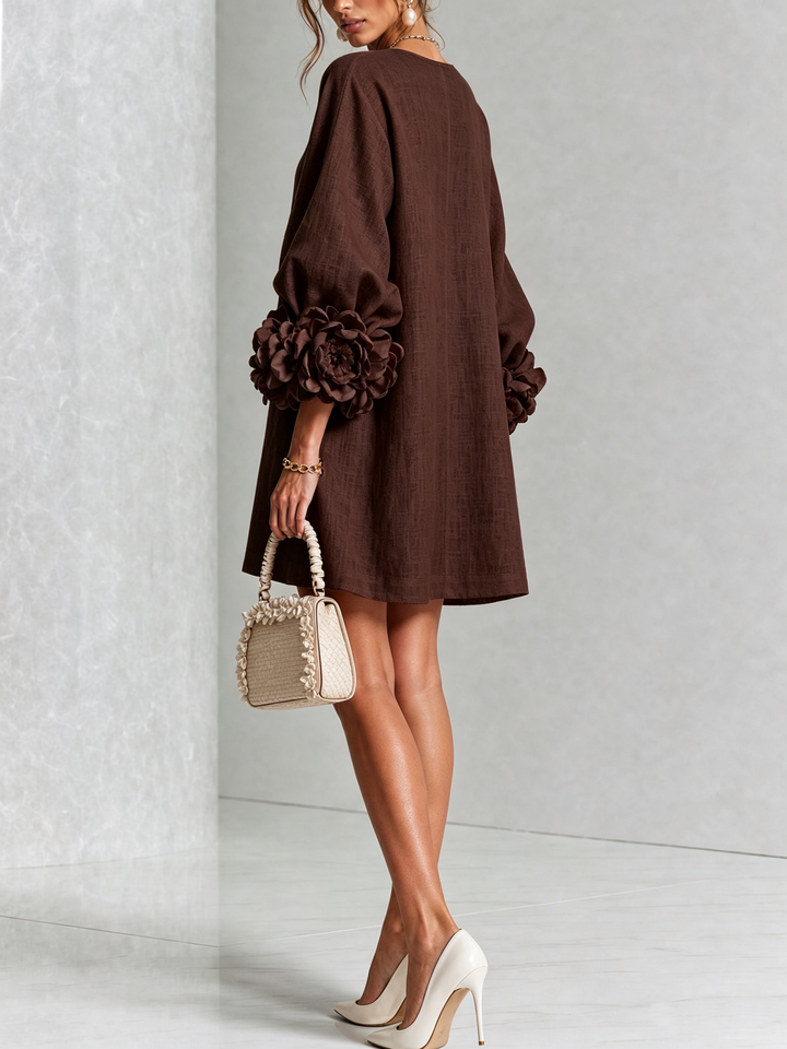 Robe chemise courte a imprime floral Diane - Marron