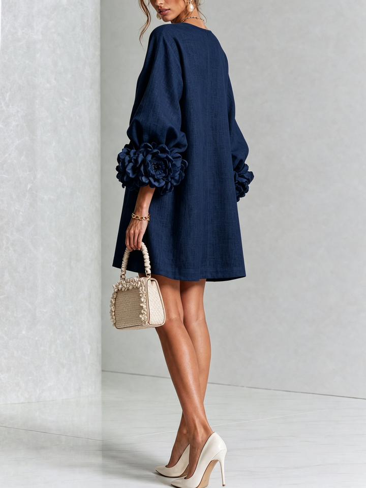 Robe chemise courte a imprime floral Diane - Marine