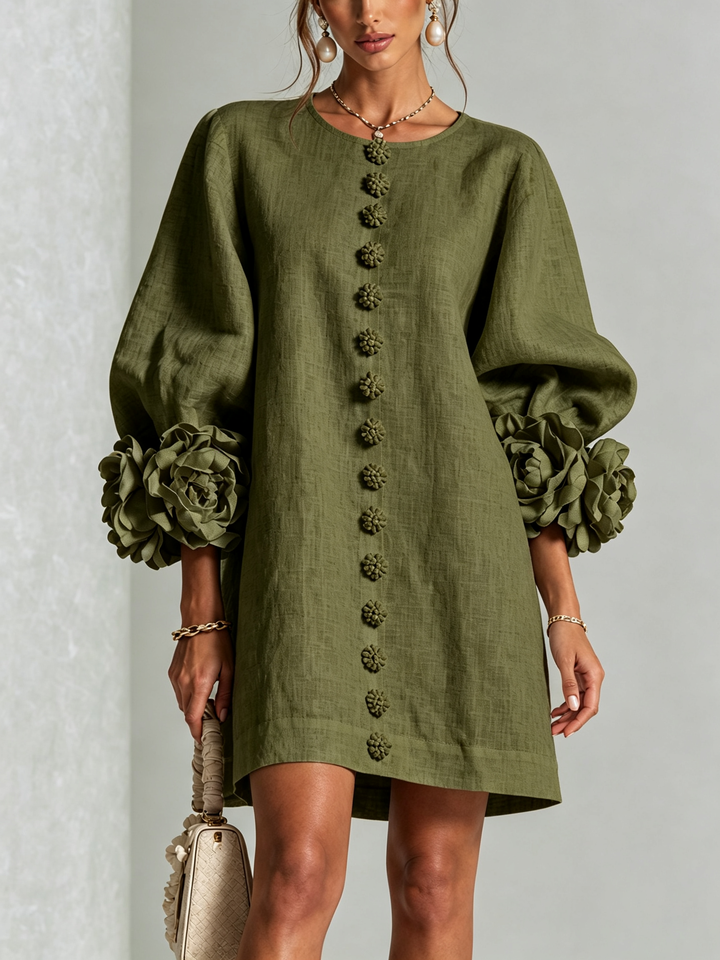 Robe chemise courte a imprime floral Diane - Olive