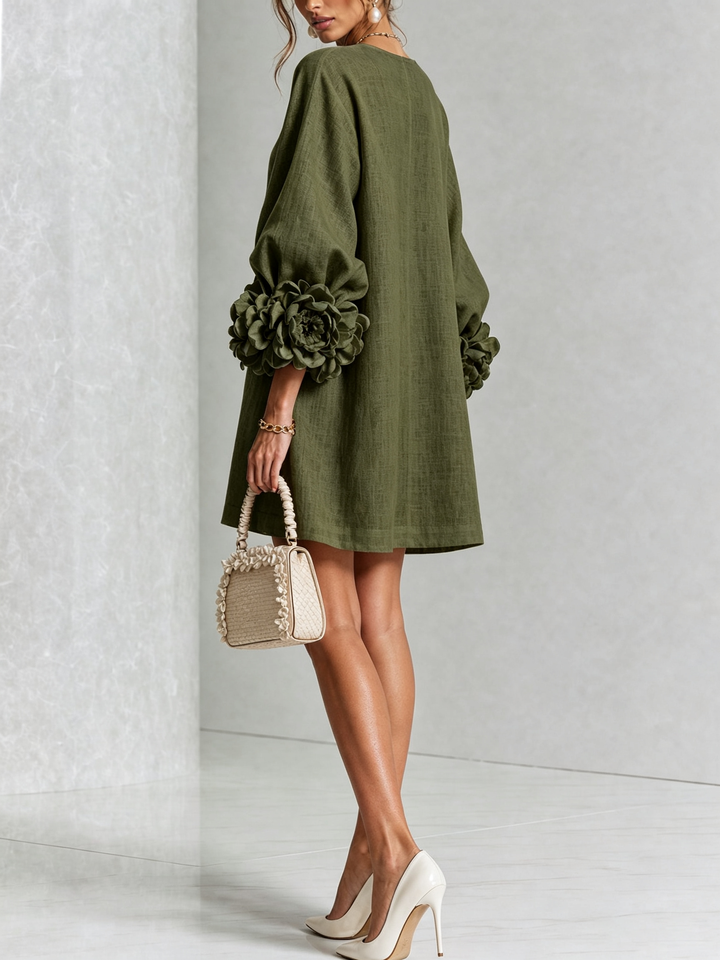 Robe chemise courte a imprime floral Diane - Olive
