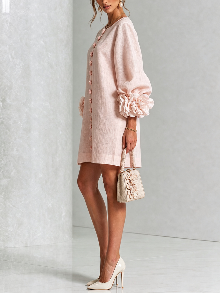 Robe chemise courte a imprime floral Diane - Rose