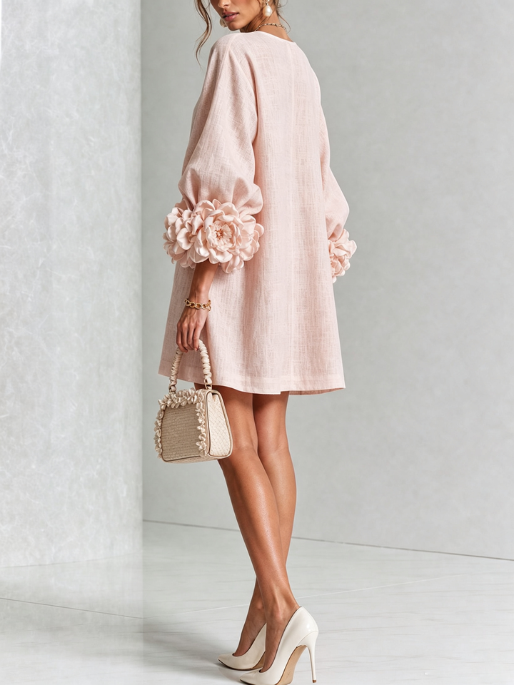 Robe chemise courte a imprime floral Diane - Rose