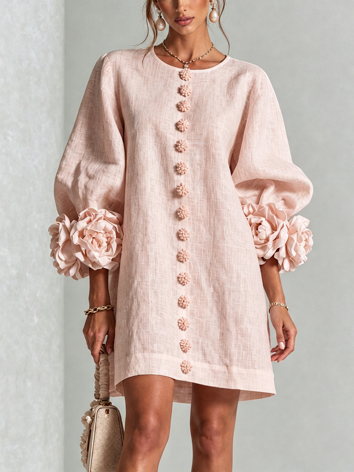 Robe chemise courte a imprime floral Diane - Rose