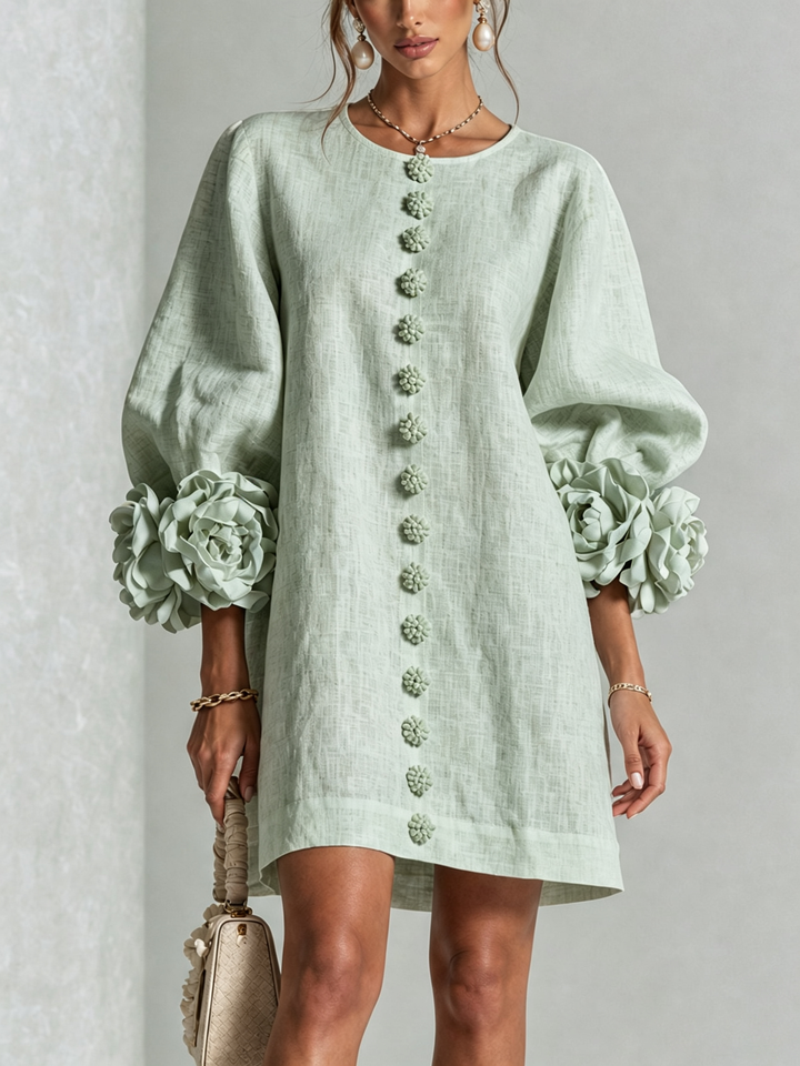 Robe chemise courte a imprime floral Diane - Vert sauge