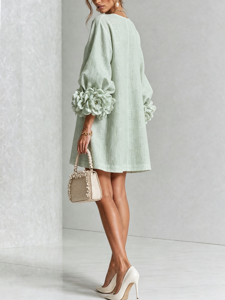 Robe chemise courte a imprime floral Diane - Vert sauge