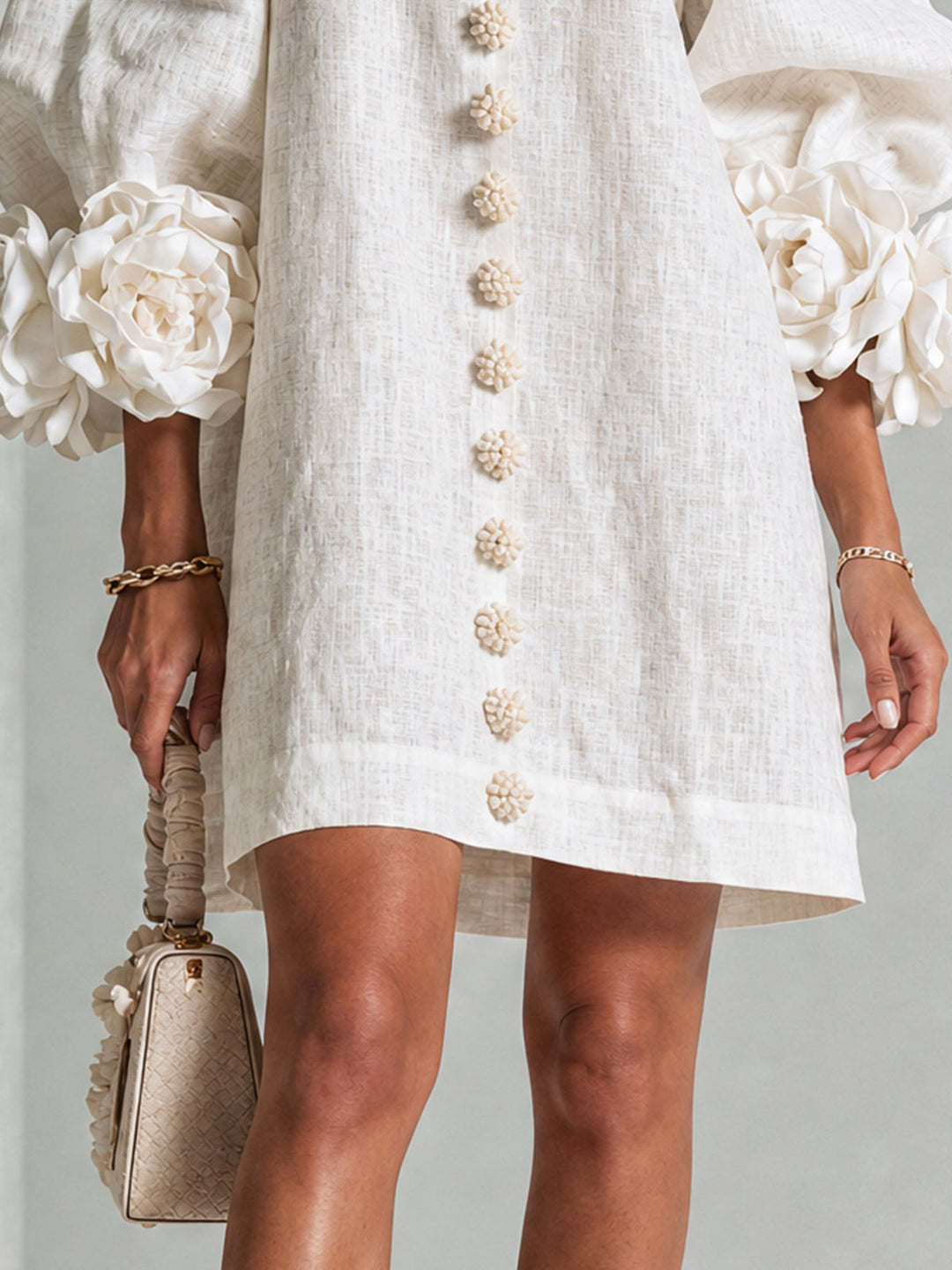 Robe chemise courte a imprime floral Diane - Blanc