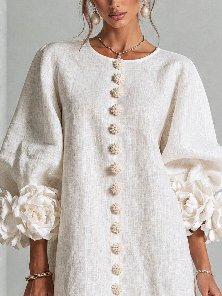 Robe chemise courte a imprime floral Diane - Blanc