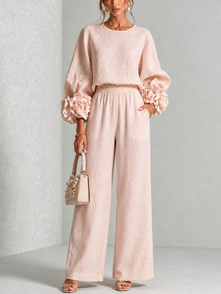 Ensemble deux pièces fleuri Ophélie rose
