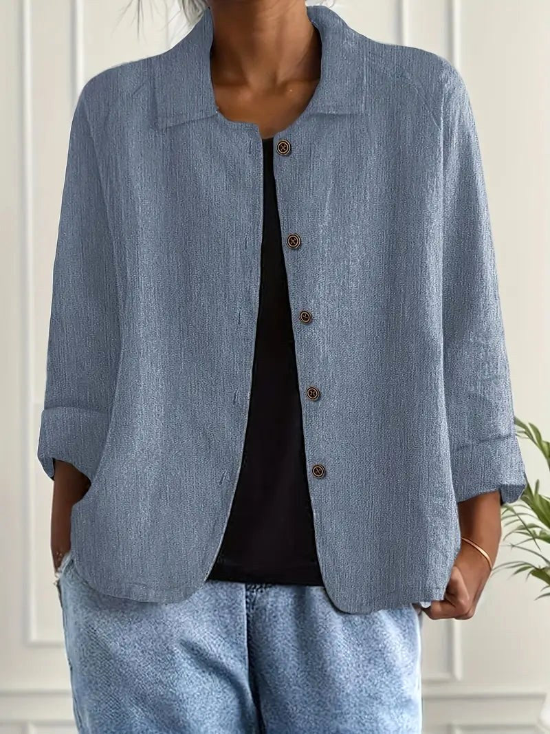 Chemisier Adeline bleu à manches longues Mila Paris