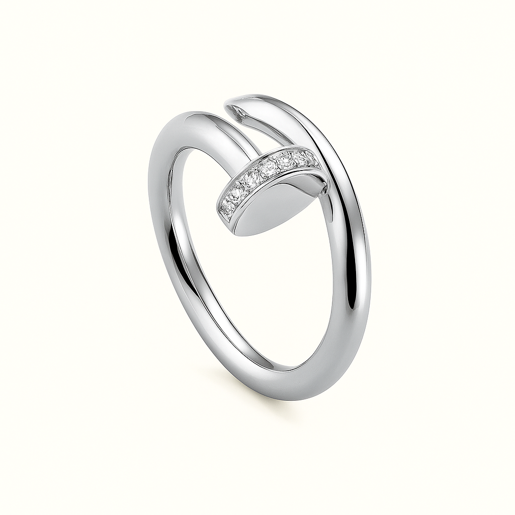 Bague dorée clou et cristaux