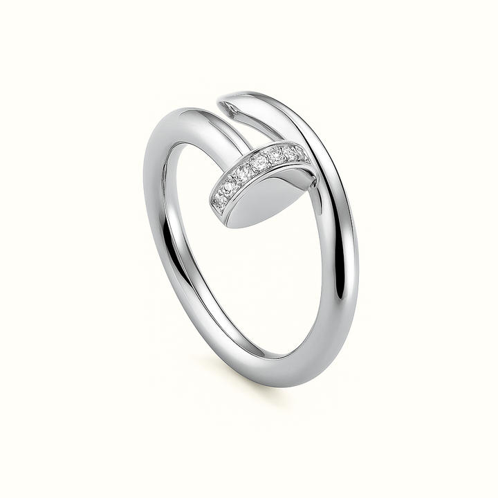 Bague dorée clou et cristaux
