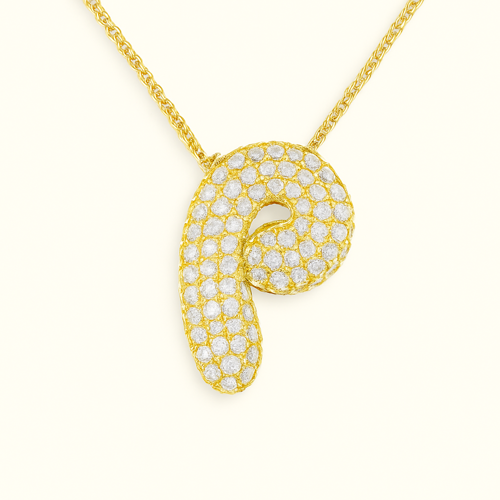 Collier initiales dorées scintillantes