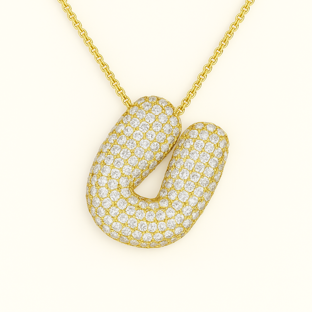 Collier initiales dorées scintillantes