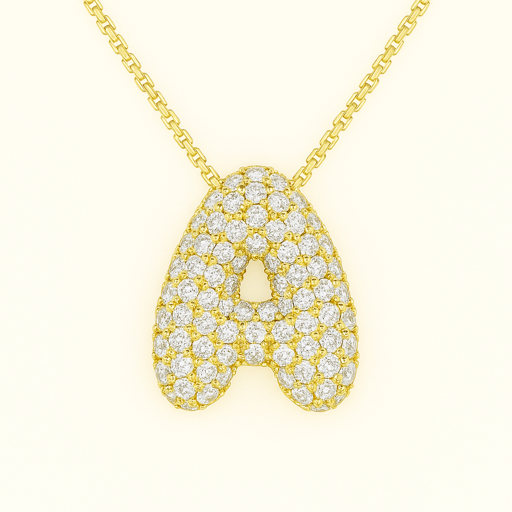 Collier initiales dorées scintillantes