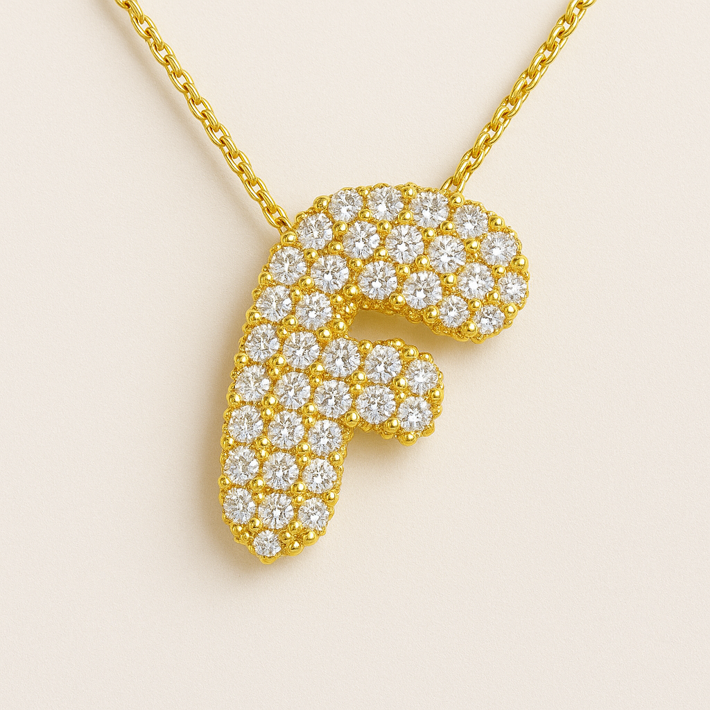 Collier initiales dorées scintillantes