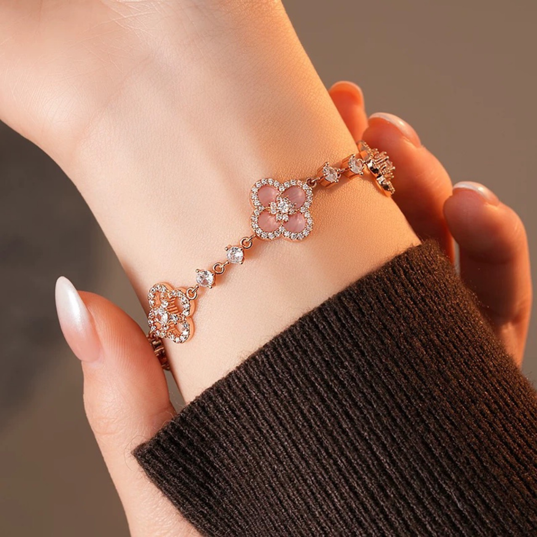 Bracelet trèfle rose Sakura